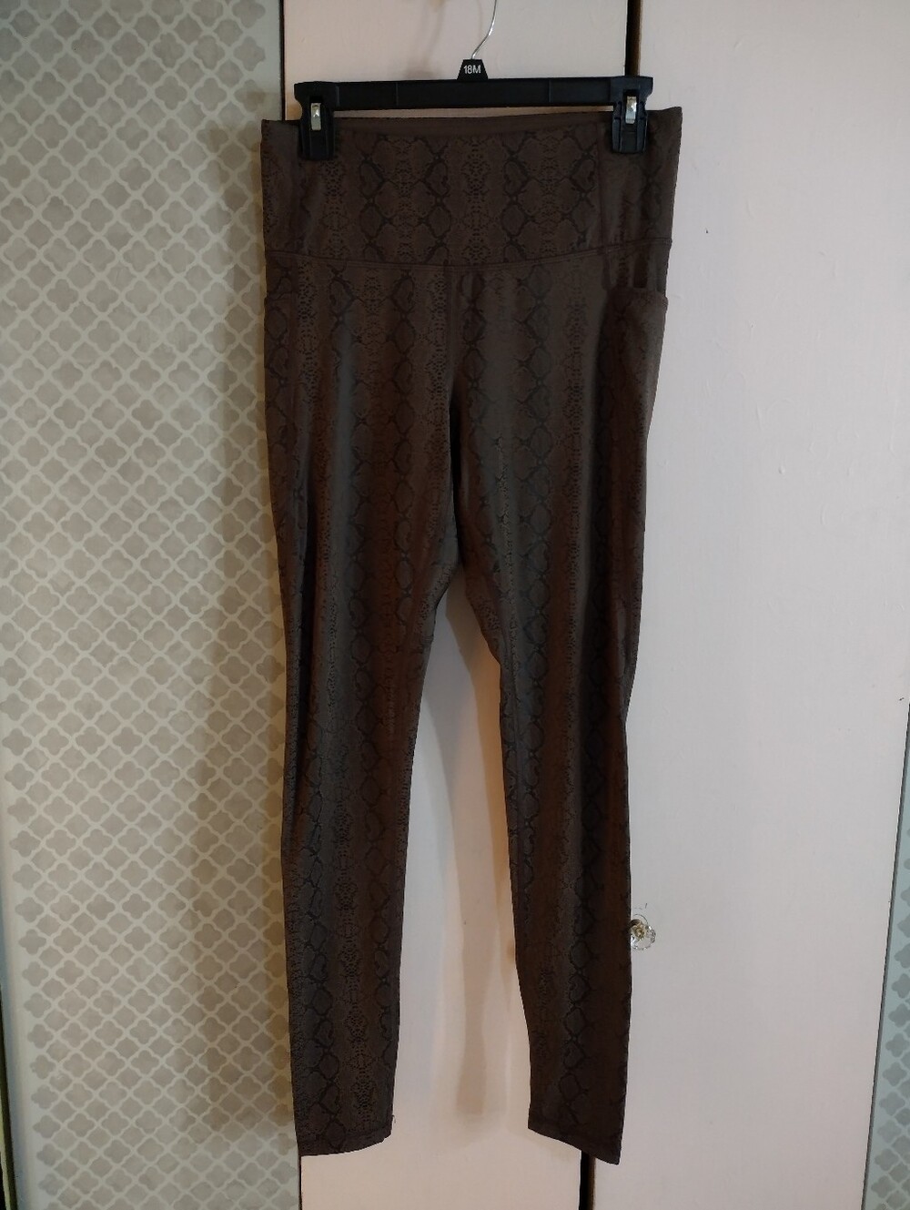 Brown Snake-Print High-Waist Leggings